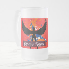 Caneca De Cerveja Vidro Jateado Caneca de Vidro Fosco Rebel Tribe™ “Phoenix Rising