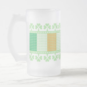 Caneca De Cerveja Vidro Jateado Caneca de Vidro Fosco Slainte Bandeira do Trevo