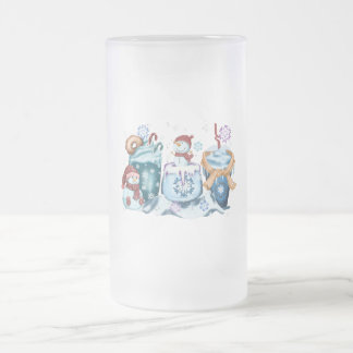 Caneca De Cerveja Vidro Jateado Caneca de Vidro Homem de Neve