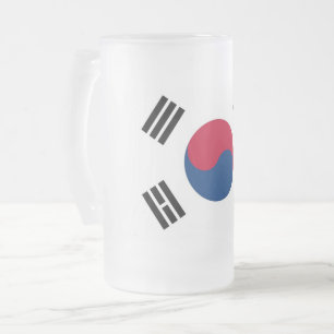 Caneca De Cerveja Vidro Jateado Caneca do vidro de fosco com a bandeira de Coreia
