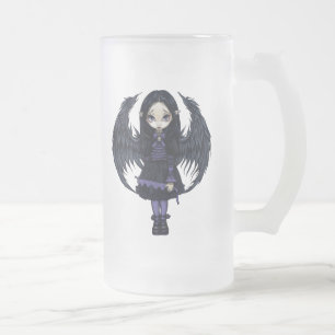 Caneca De Cerveja Vidro Jateado "Caneca dos corações de papel roxos"