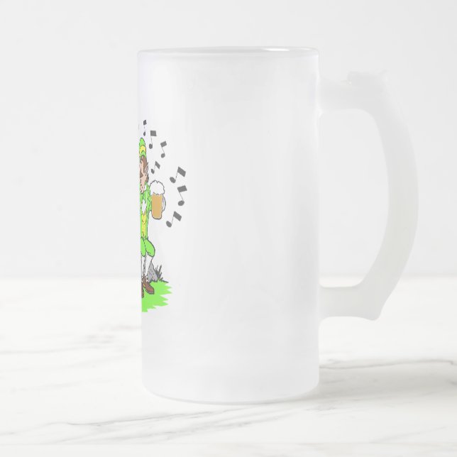 Caneca De Cerveja Vidro Jateado Cantando Leprechauns Mug (Direita)
