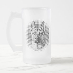 Caneca De Cerveja Vidro Jateado Cão de german shepherd