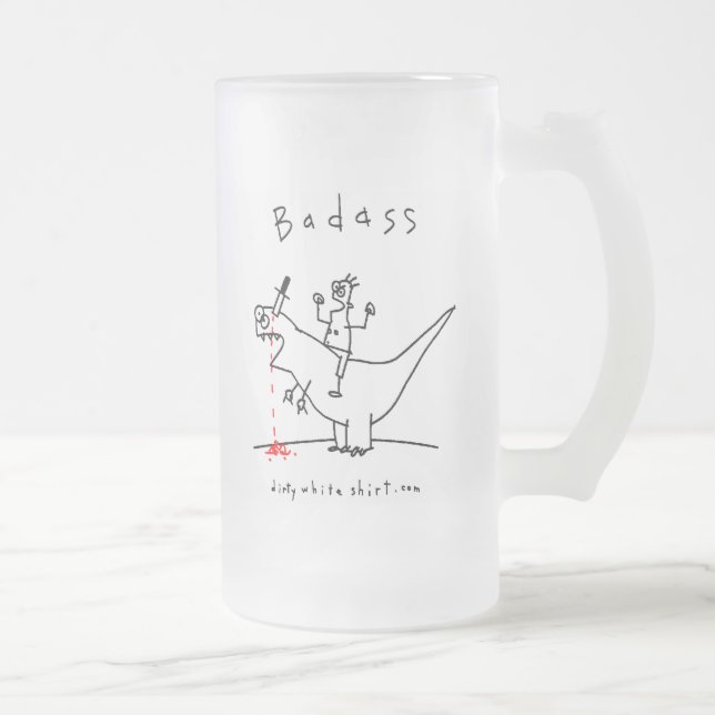 Caneca De Cerveja Vidro Jateado Cara do dinossauro de Badass (Direita)