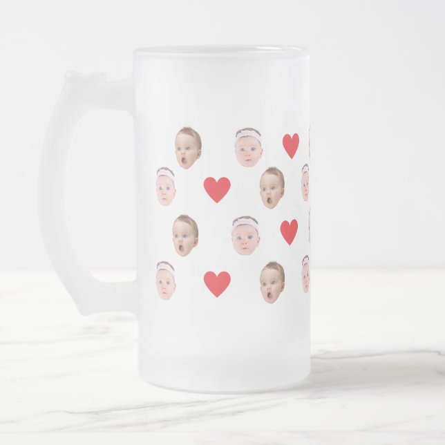 Caneca De Cerveja Vidro Jateado Cara Mug, Foto Personalizada Mug, Presente De Bebê (Esquerda)