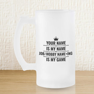 Caneca De Cerveja Vidro Jateado Cargo Engraçado Personalizado e Nome do Hobby