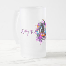 Caneca De Cerveja Vidro Jateado Carnaval Vibrante Abstrato Panman