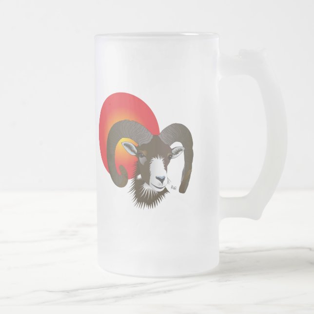 Caneca De Cerveja Vidro Jateado Carneiro - Sternzeichen taça (Direita)