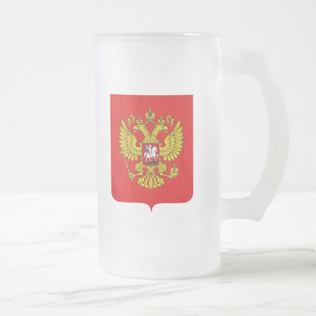 Caneca De Cerveja Vidro Jateado Casaco de armas da Federação Russa (Direita)