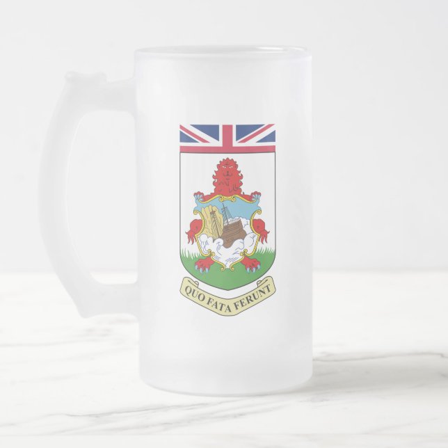 Caneca De Cerveja Vidro Jateado Casaco de Armas das Bermudas (Esquerda)