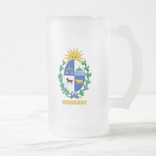 Caneca De Cerveja Vidro Jateado Casaco de armas do Uruguai