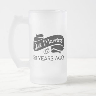 Caneca De Cerveja Vidro Jateado Casados há 50 Anos V