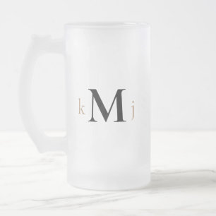 Caneca De Cerveja Vidro Jateado Casamento de Monograma Dourado e Preto