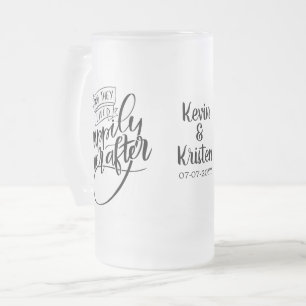 Caneca De Cerveja Vidro Jateado Casamento Feliz Para Sempre