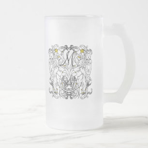Caneca De Cerveja Vidro Jateado Casamento Renascentista Lion Rampant