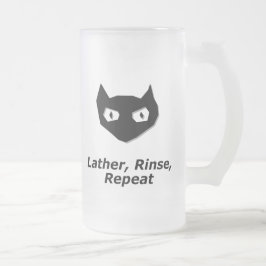 Caneca De Cerveja Vidro Jateado Cat Boo Lather Rinse Repetir