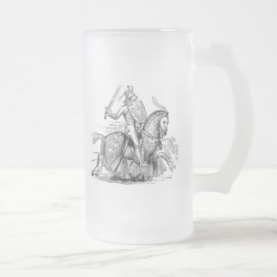 Caneca De Cerveja Vidro Jateado Cavaleiro em Horseback