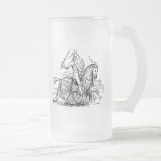 Caneca De Cerveja Vidro Jateado Cavaleiro em Horseback (Direita)