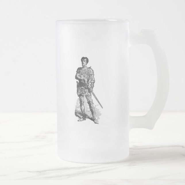 Caneca De Cerveja Vidro Jateado Cavaleiro Medieval (Direita)