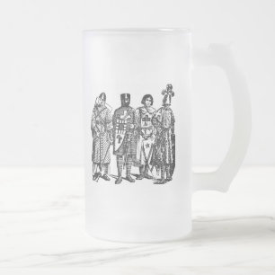 Caneca De Cerveja Vidro Jateado Cavaleiros Medievais