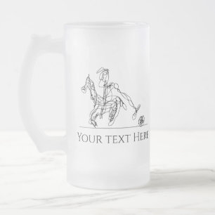 Caneca De Cerveja Vidro Jateado Cavalo do Jogador do Polo Moderno