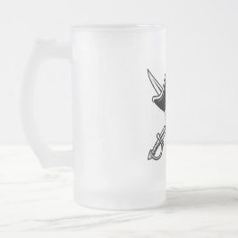 Caneca De Cerveja Vidro Jateado Caveira e sabres