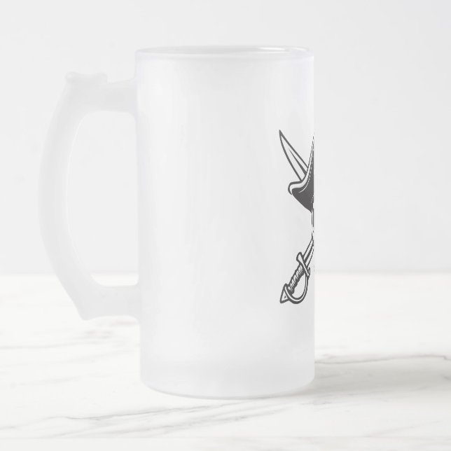 Caneca De Cerveja Vidro Jateado Caveira e sabres (Esquerda)