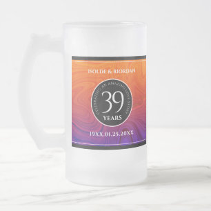 Caneca De Cerveja Vidro Jateado Celebração do 39º aniversário de casamento da 