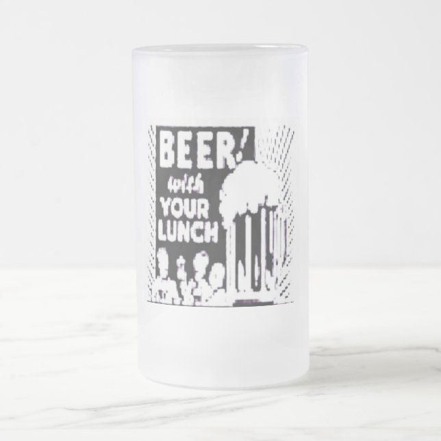 Caneca De Cerveja Vidro Jateado Cerveja com seu almoço (Centro)