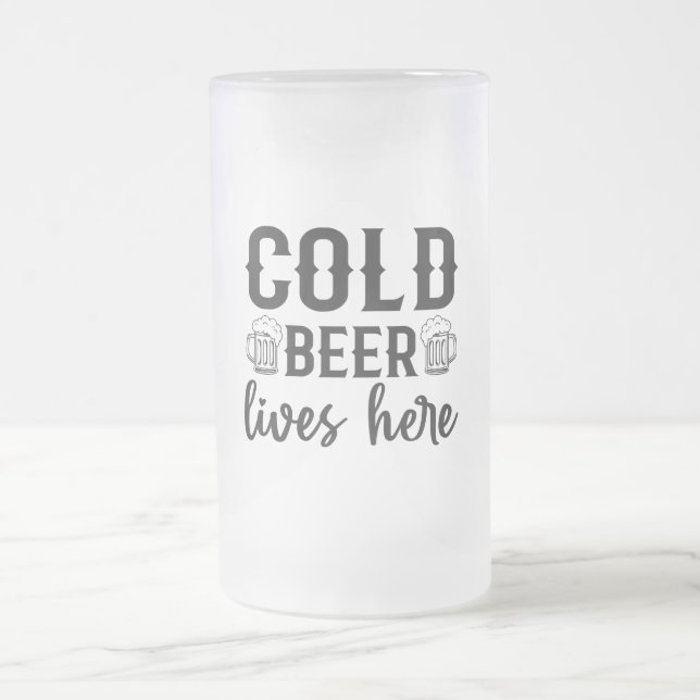 Caneca De Cerveja Vidro Jateado Cerveja Fria Vive Aqui Fosco Vidro (Centro)