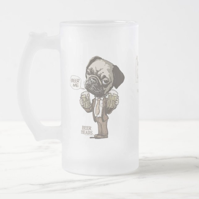Caneca De Cerveja Vidro Jateado Cerveja mim Pug por estúdios de Mudge (Esquerda)