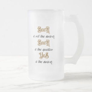 Caneca De Cerveja Vidro Jateado "Cerveja não é a resposta" Monograma