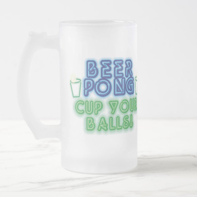 Caneca De Cerveja Vidro Jateado Cerveja Pong (Esquerda)