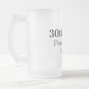 Caneca De Cerveja Vidro Jateado Cervejas para 30º aniversário nome data homem eleg