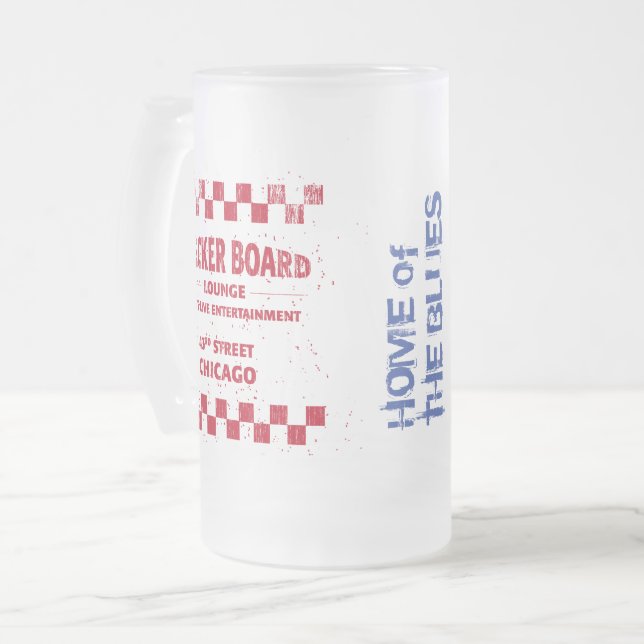 Caneca De Cerveja Vidro Jateado Checkerboard Lounge Chicago (Frente Esquerda)
