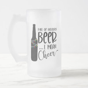 Caneca De Cerveja Vidro Jateado Cheio de cerveja de Natal e animação   Bebendo e
