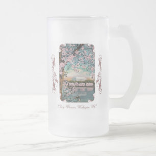 Caneca De Cerveja Vidro Jateado Cherry Blossomo Fosco vitoriano Beer Mug
