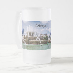 Caneca De Cerveja Vidro Jateado Chicago Buckingham Fosco Glass Beer Mug