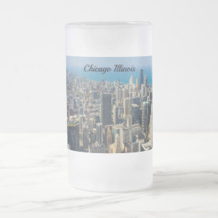 Caneca De Cerveja Vidro Jateado Chicago De Acima Do Fosco Mug