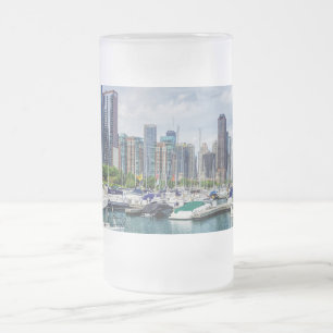 Caneca De Cerveja Vidro Jateado Chicago Harbor
