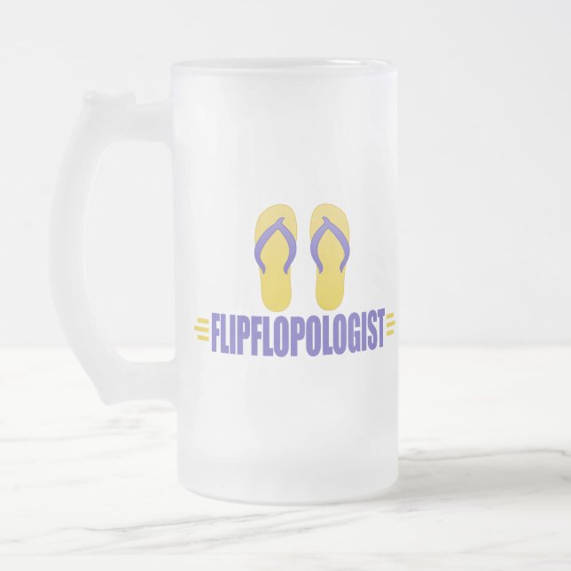 Caneca De Cerveja Vidro Jateado Chinelos engraçados (Esquerda)