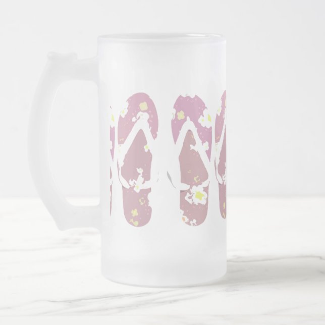 Caneca De Cerveja Vidro Jateado Chinelos rosa (Esquerda)