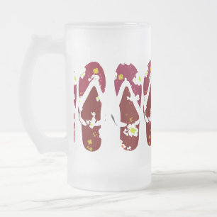 Caneca De Cerveja Vidro Jateado Chinelos vermelhos