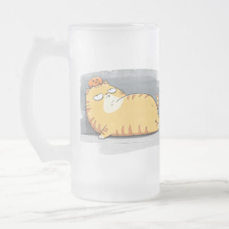 Caneca De Cerveja Vidro Jateado Chubby Cat Coffee Companion Mug