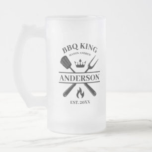 Caneca De Cerveja Vidro Jateado CHURRASCO King Barbecue Personalizado