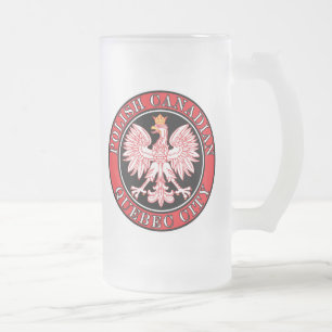 Caneca De Cerveja Vidro Jateado Cidade de Quebec - Polônia - águia canadense