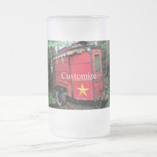 Caneca De Cerveja Vidro Jateado Cigano Vermelho Personalizado, minúscula caravana