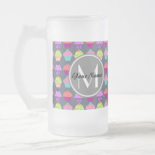 Caneca De Cerveja Vidro Jateado Cinzas, Monograma de Nome Personalizado