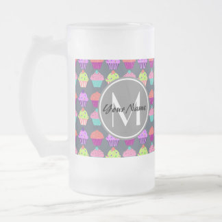 Caneca De Cerveja Vidro Jateado Cinzas, Monograma de Nome Personalizado