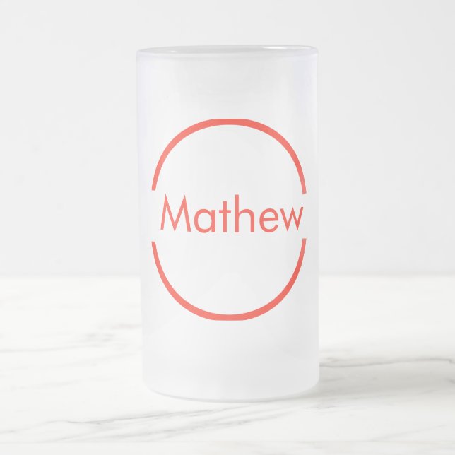 Caneca De Cerveja Vidro Jateado círculo vermelho simples adicione o texto da letra (Centro)